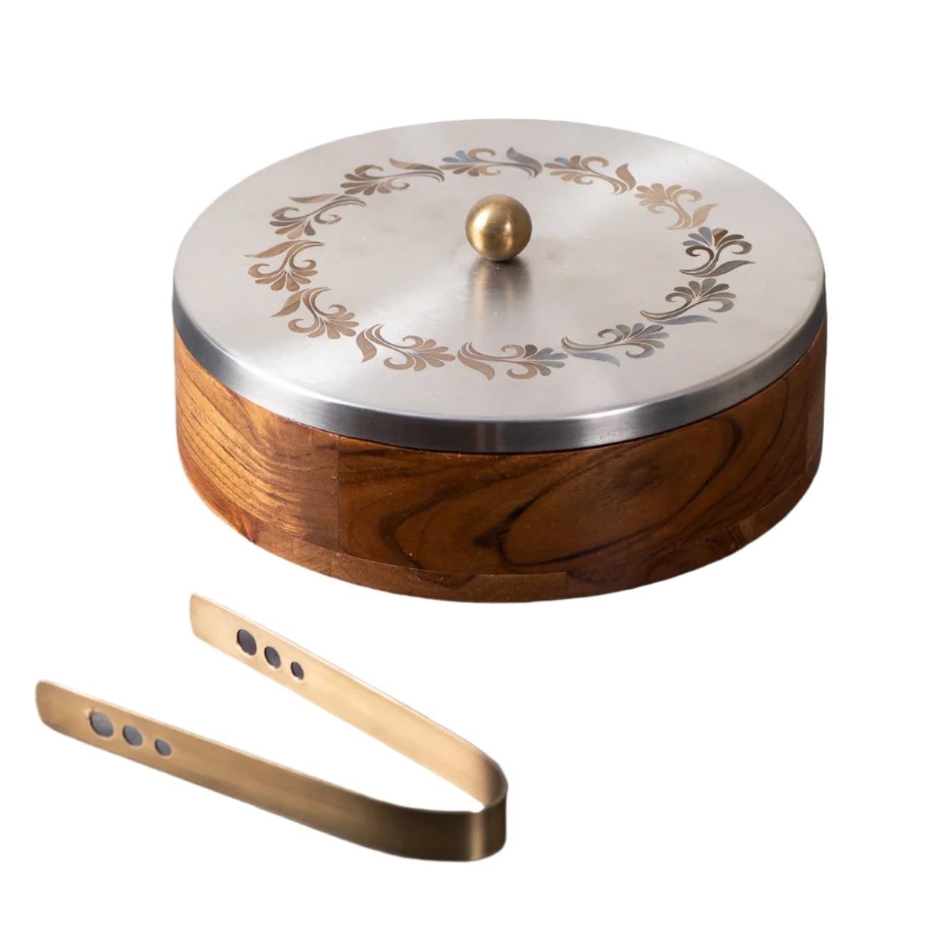 wooden with laser etching flower casserole/chapati box for kitchen/gift item